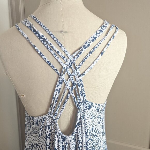 En Crème Blockprint Maxi Dress Boho Coastal Cowgirl Grandma Viscose Hippie India - Picture 4 of 10